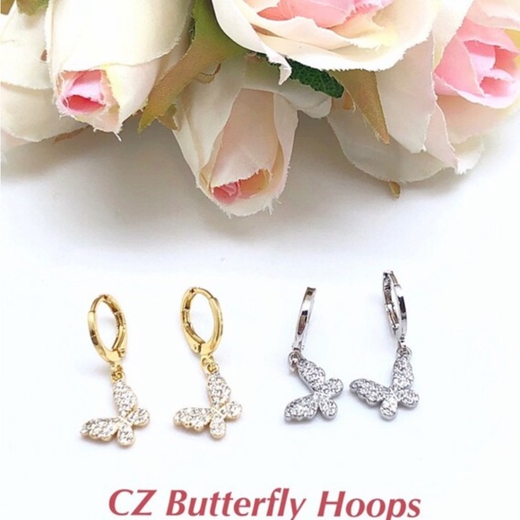 Big & Little Butterfly Necklace in CZ & White Topaz, Gold Filled, Or 2 Smalls - Picture 9 of 10